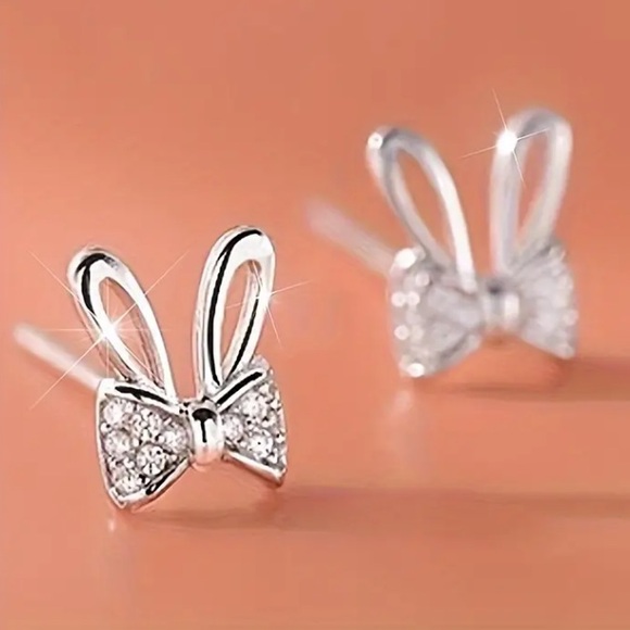 Boutique Jewelry - Sparkling Bunny Ears & Bow Stud Earrings